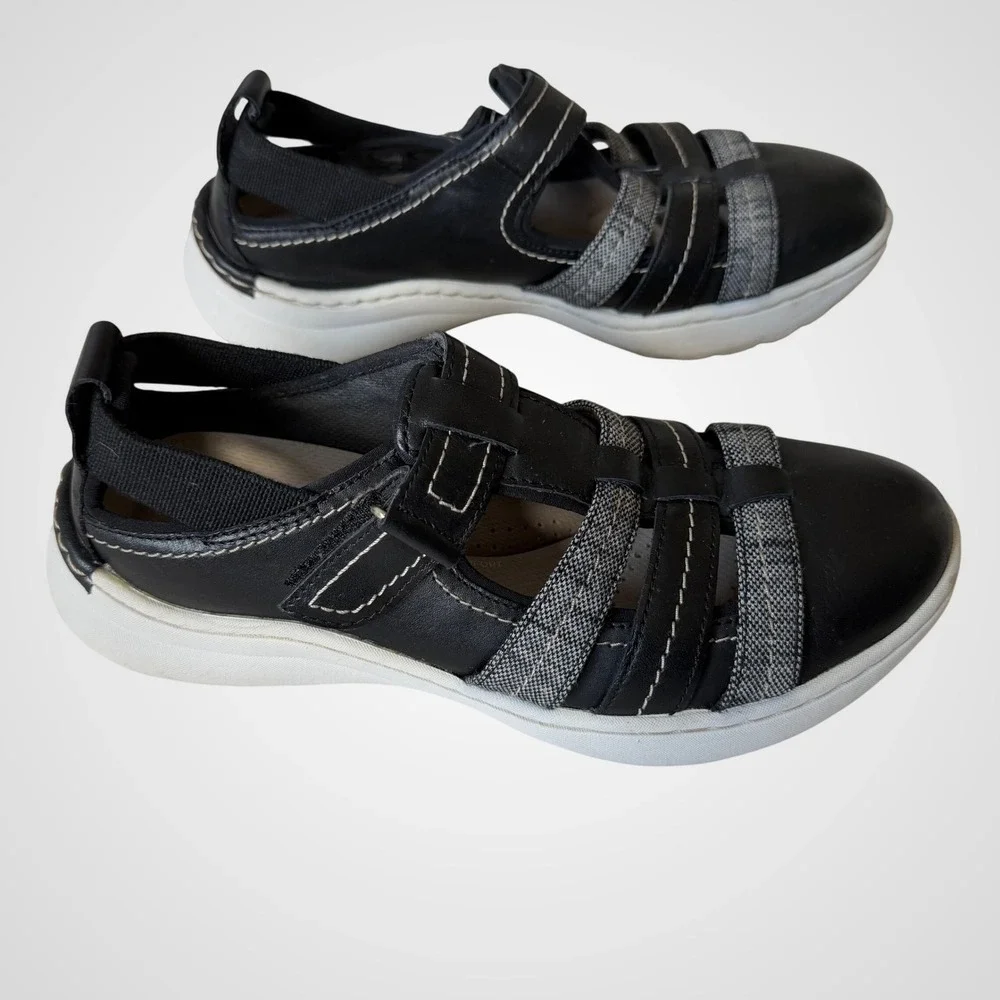 Clarks‎ Ultimate Comfort Black Leather Fisherman Sandals Sneakers Women 7 M